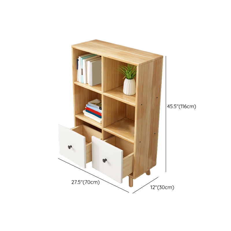 Wooden Closed Back Bookcase Standard Natural Bookshelf with Shelves