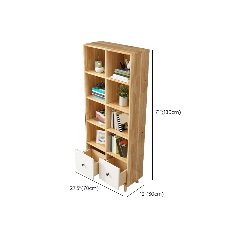 Wooden Closed Back Bookcase Standard Natural Bookshelf with Shelves