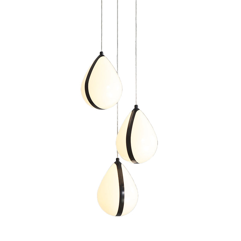 Tédle d'eau moderne Multi Light Pendant acrylique 3 lumières Room de salle à manger LED PLADIER LED EN NOIR AVEC CANVOPE ROND, BLANC / CHAUD