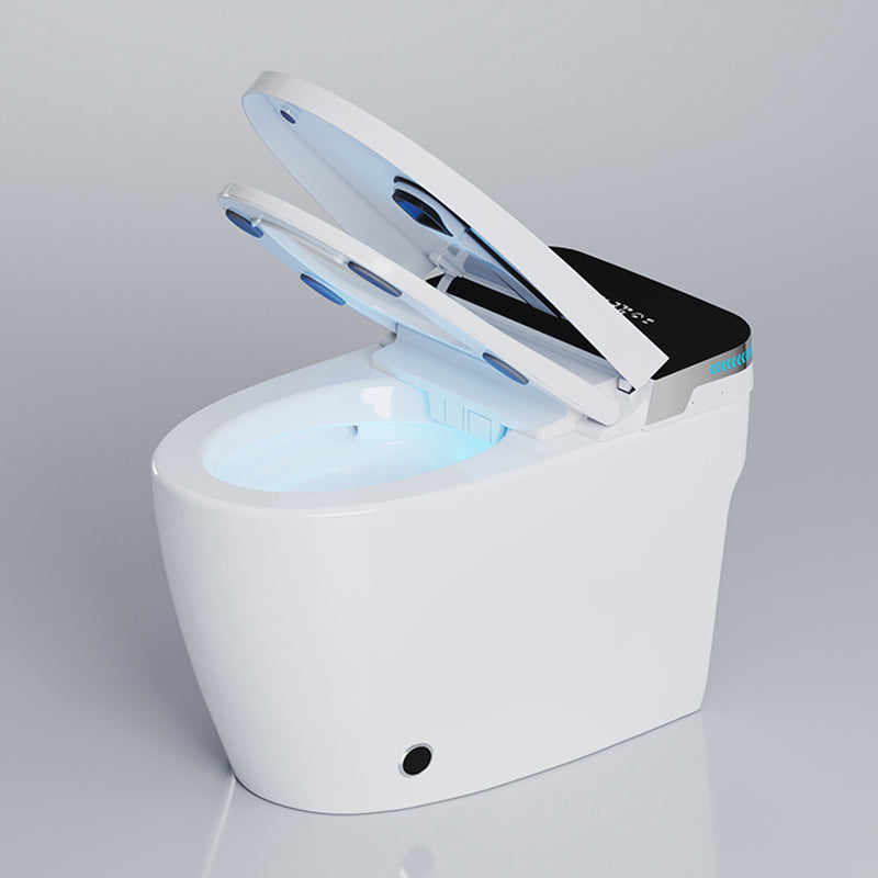 White Elongated Floor Standing Bidet with Heated Seat and Foot Sensor