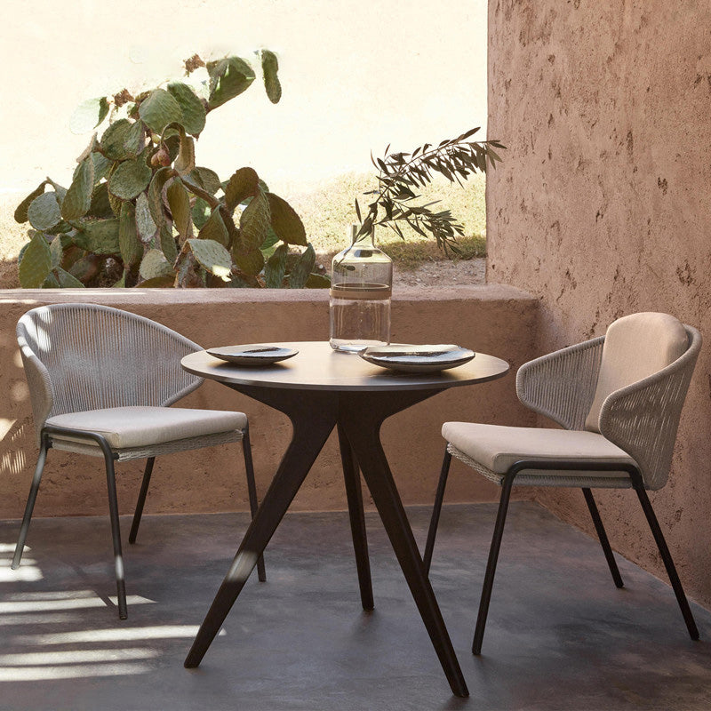 Tropical Outdoor Chair in Gray Rattan Dining Armchair Outdoors Dining Chair