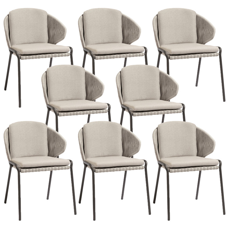 Tropical Outdoor Chair in Gray Rattan Dining Armchair Outdoors Dining Chair