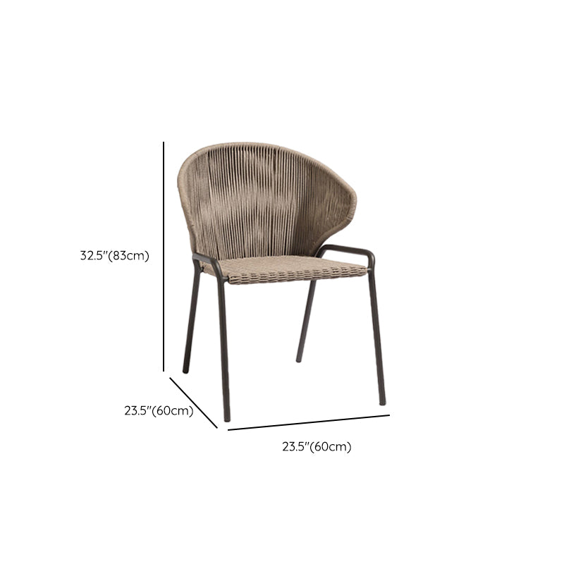 Tropical Outdoor Chair in Gray Rattan Dining Armchair Outdoors Dining Chair