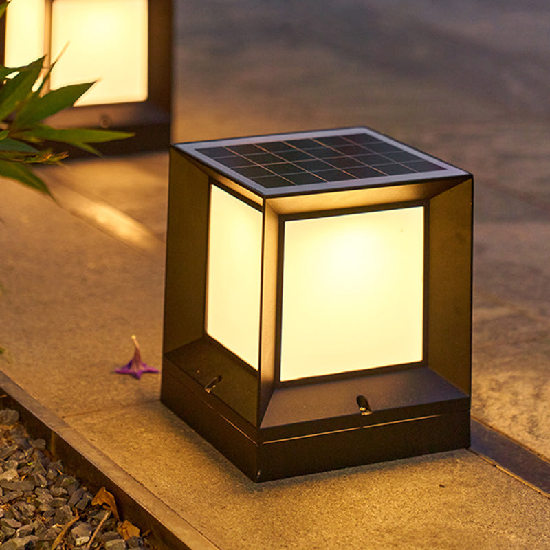 Black Waterproof Lights Square Outdoor Pillar Lamp for Garden