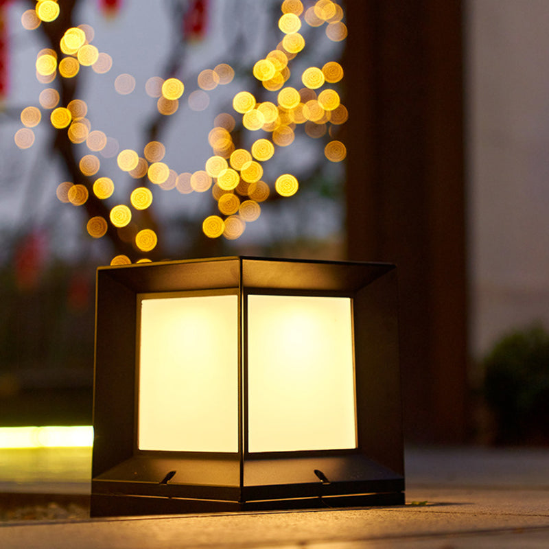 Black Waterproof Lights Square Outdoor Pillar Lamp for Garden