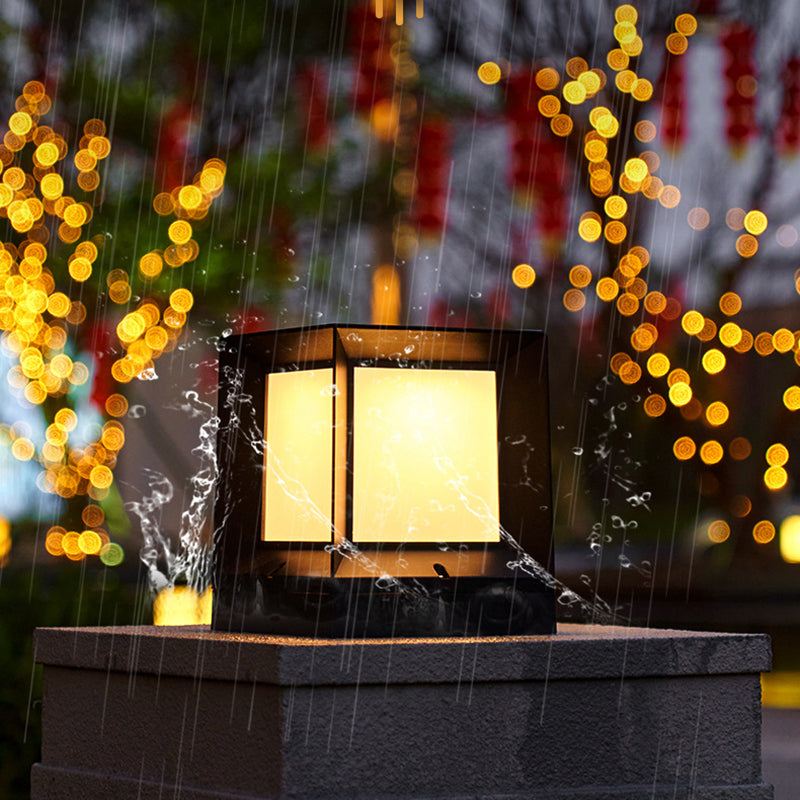 Black Waterproof Lights Square Outdoor Pillar Lamp for Garden