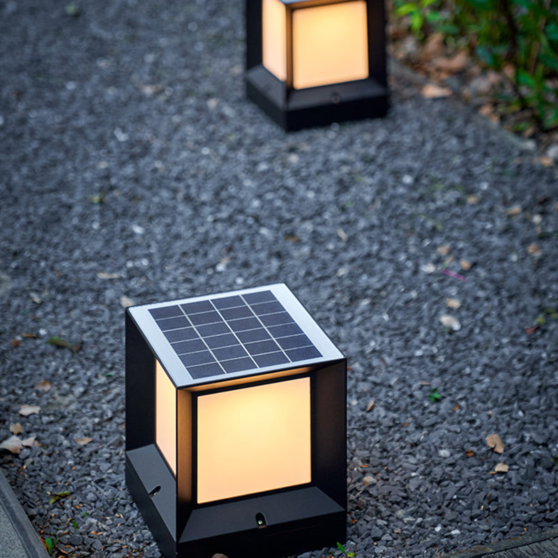 Black Waterproof Lights Square Outdoor Pillar Lamp for Garden