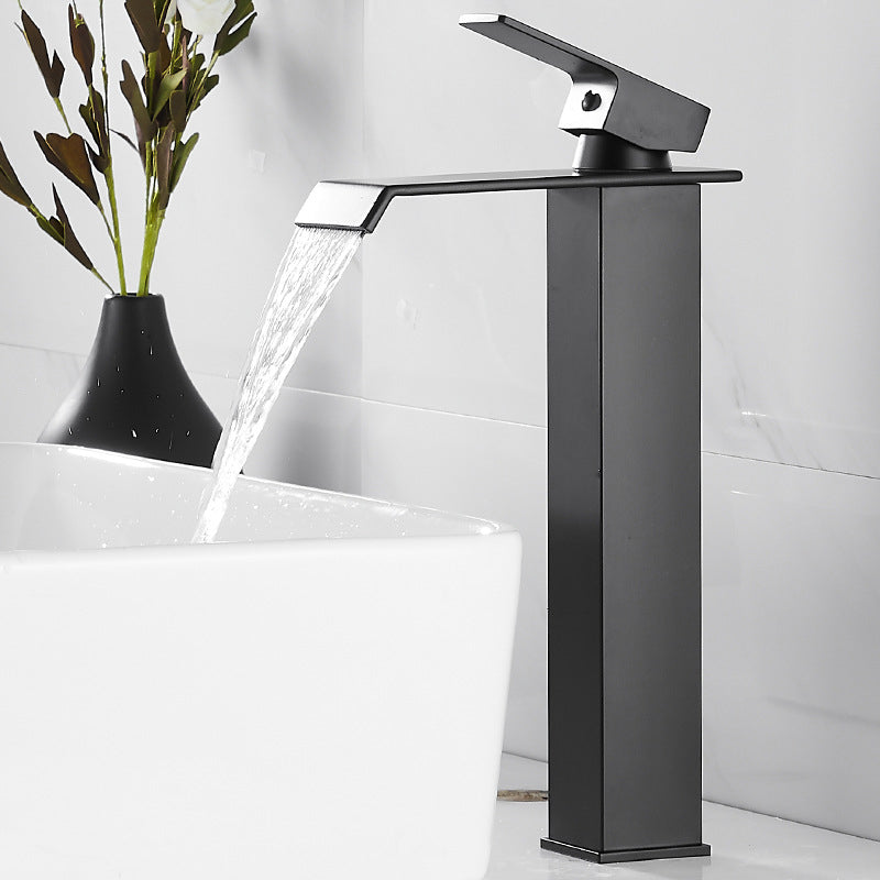 American Style 1 Handle Waterfall Basin Faucet, Bathroom Water Sink Faucet with Drain