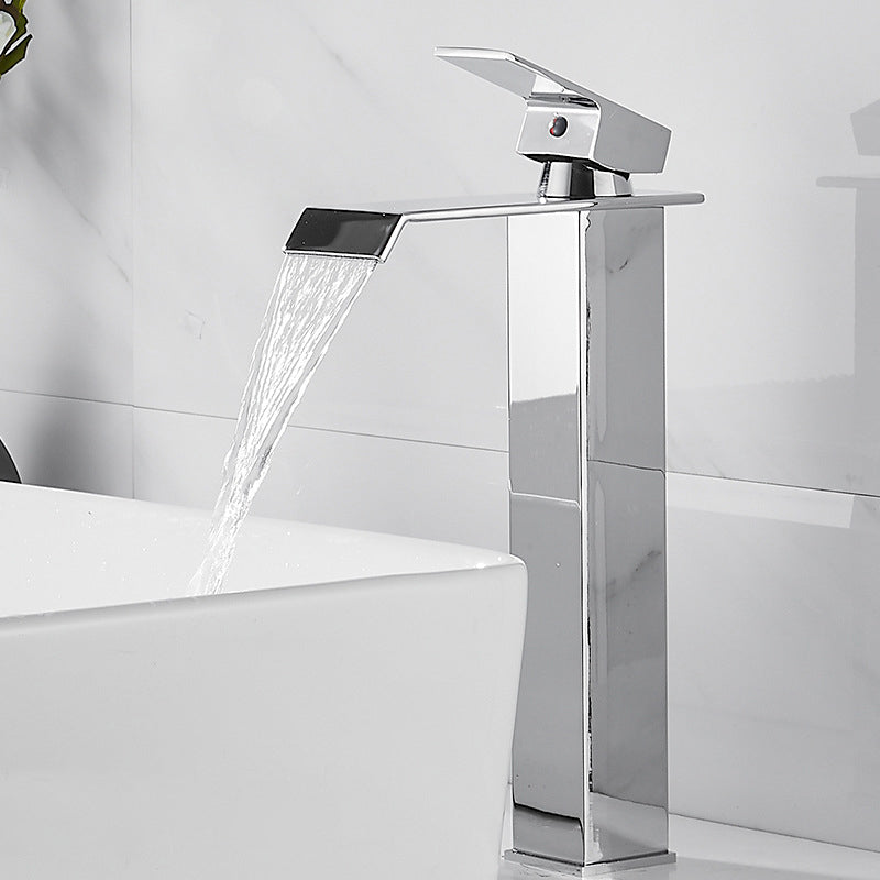 American Style 1 Handle Waterfall Basin Faucet, Bathroom Water Sink Faucet with Drain
