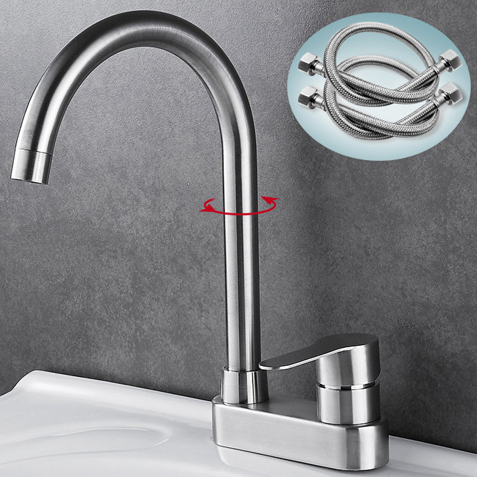 Bathroom Sink 304 Stainless Steel Center Faucet, Single Handle Bathroom Vanity Faucet