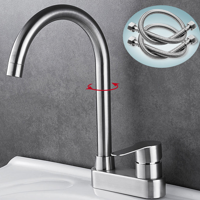 Bathroom Sink 304 Stainless Steel Center Faucet, Single Handle Bathroom Vanity Faucet