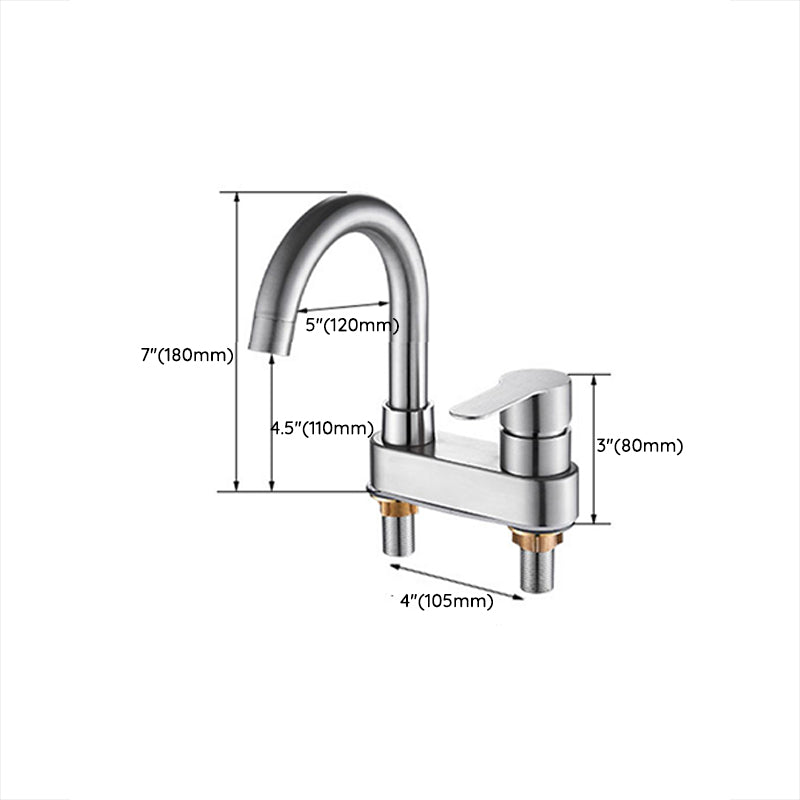 Bathroom Sink 304 Stainless Steel Center Faucet, Single Handle Bathroom Vanity Faucet