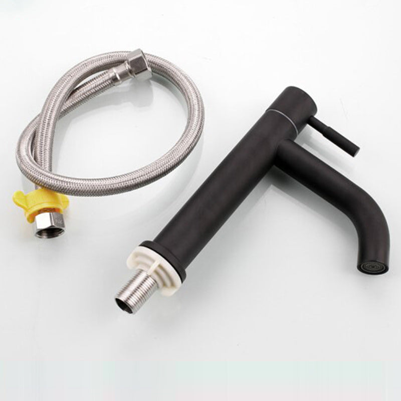 Circular Bathroom Faucet Modern Style Black Sink Faucet with Stainless Steel