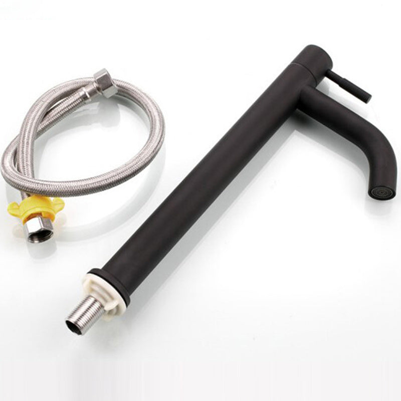 Circular Bathroom Faucet Modern Style Black Sink Faucet with Stainless Steel