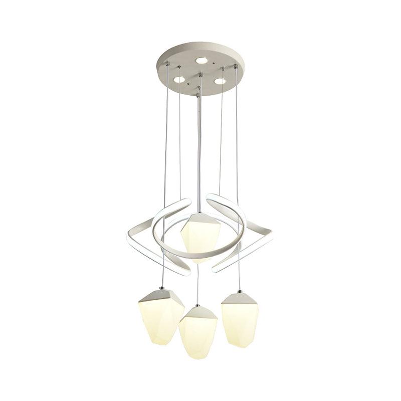 Pendre en cluster acrylique géométrique moderniste 4-Light White LED Suspension Laut de suspension avec faisceau de torsion