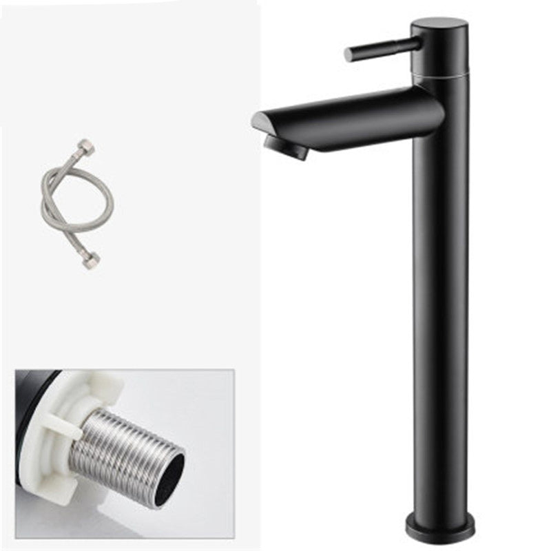 Circular Bathroom Faucet Modern Style Black Sink Faucet with Stainless Steel