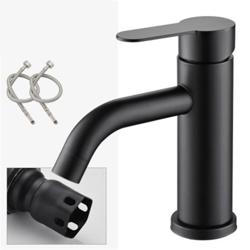 Circular Bathroom Faucet Modern Style Black Sink Faucet with Stainless Steel