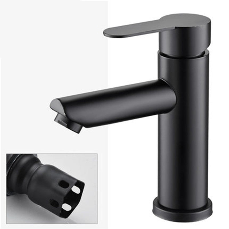 Circular Bathroom Faucet Modern Style Black Sink Faucet with Stainless Steel
