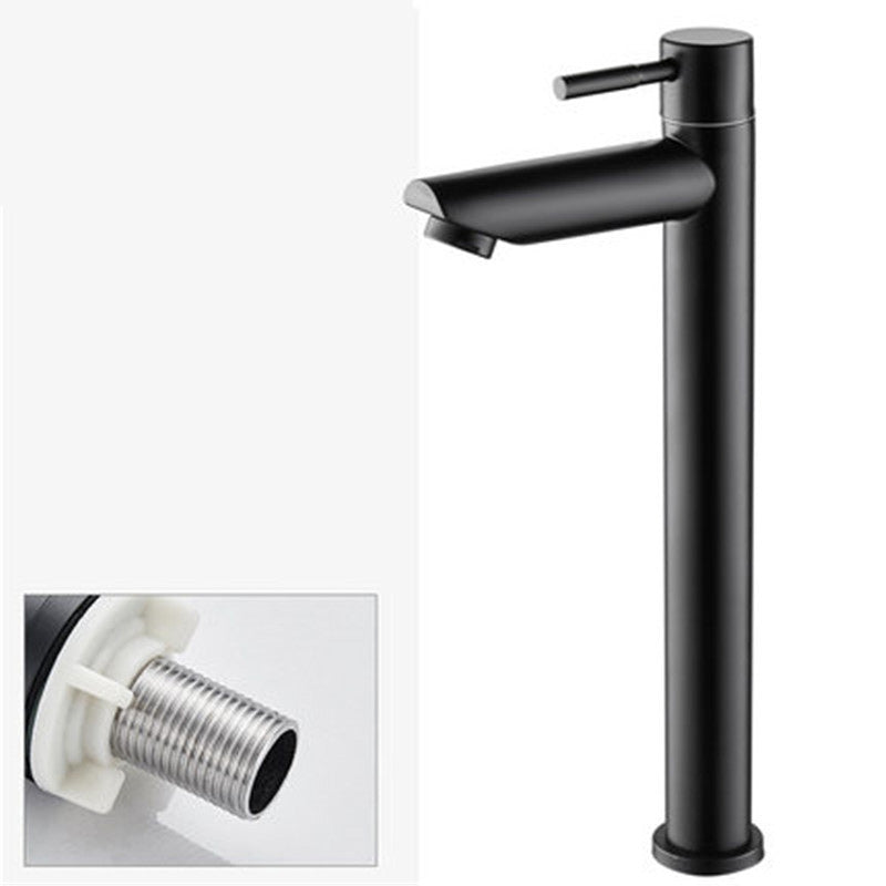 Circular Bathroom Faucet Modern Style Black Sink Faucet with Stainless Steel