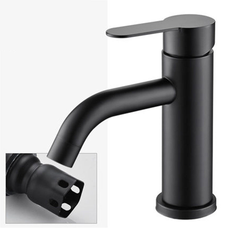 Circular Bathroom Faucet Modern Style Black Sink Faucet with Stainless Steel