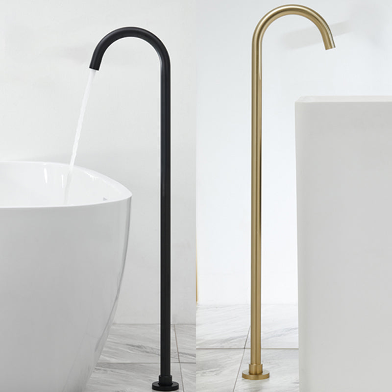 Contemporary Bathroom Faucet Floor Mounted Copper High Arc Fixed Freestanding Faucet
