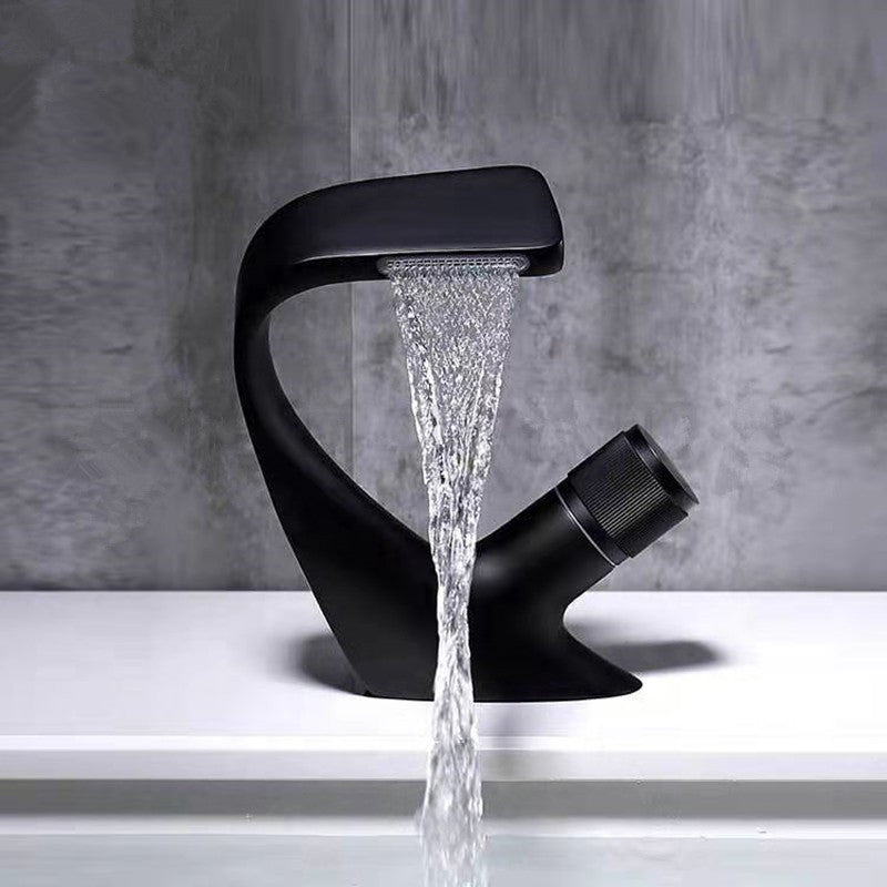Contemporary Bathroom Faucet Deck Mounted Copper One Handle Fixed Roman Tub Faucet Set