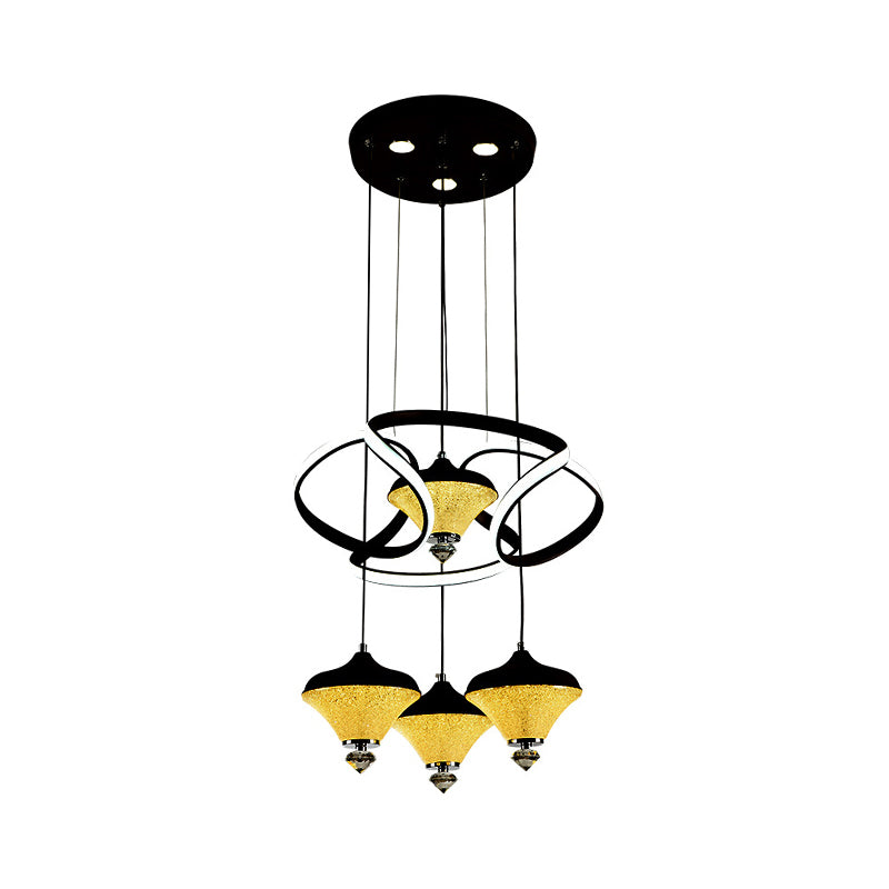 Gyroscope LED multi-léger pendentif moderniste acrylique 4 lumières Black Wave suspendu le plafond
