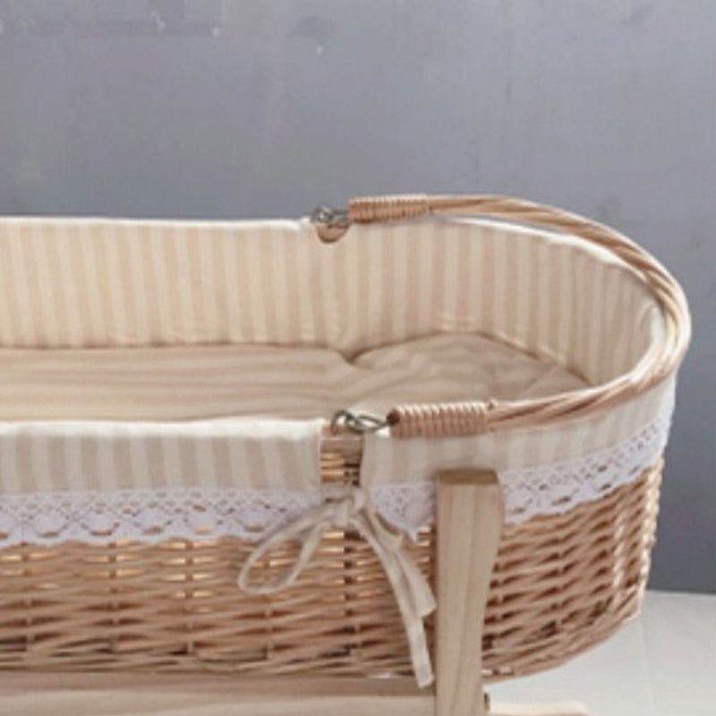 Newborn Wicker Co-Sleeper & Bedside Bassinets with 4 Wheels Rectangle Side Crib