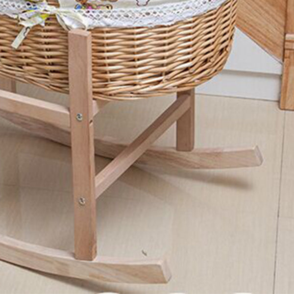 Newborn Wicker Co-Sleeper & Bedside Bassinets with 4 Wheels Rectangle Side Crib