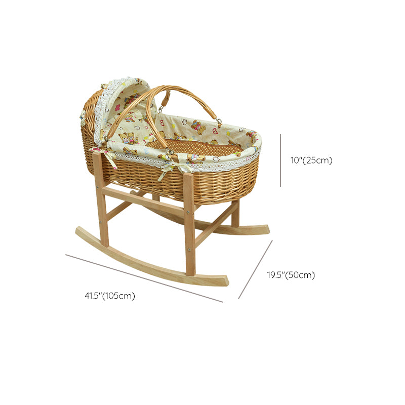 Newborn Wicker Co-Sleeper & Bedside Bassinets with 4 Wheels Rectangle Side Crib