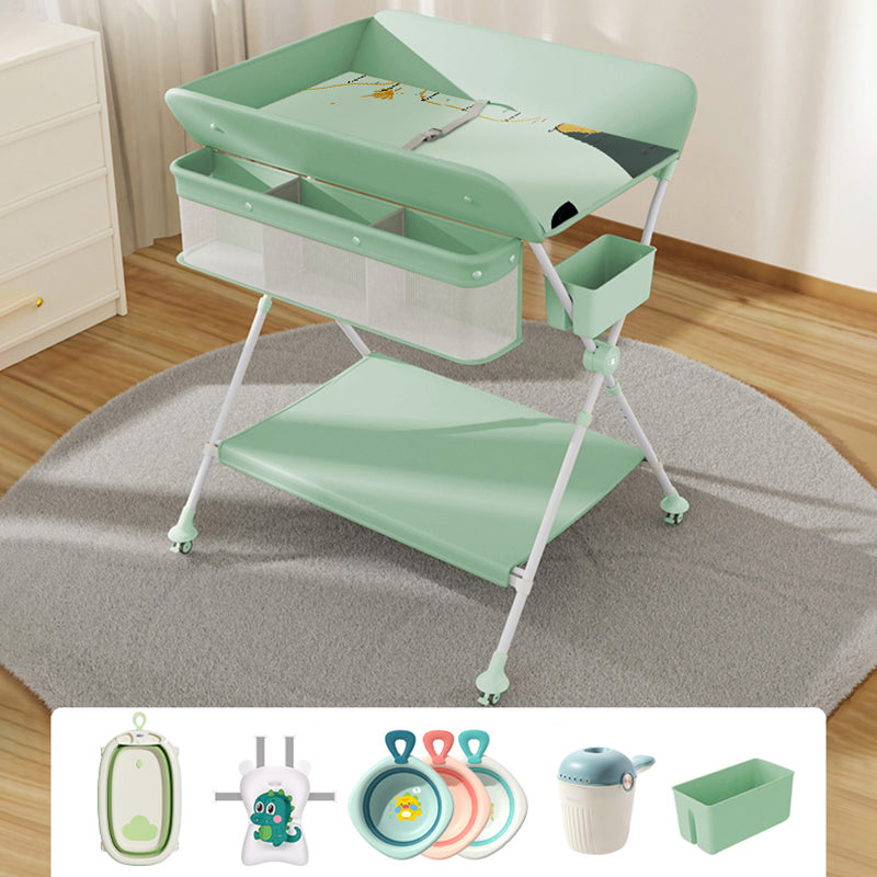 Modern Metal Baby Changing Table Safety Rails Changing Table With 4 Wheels