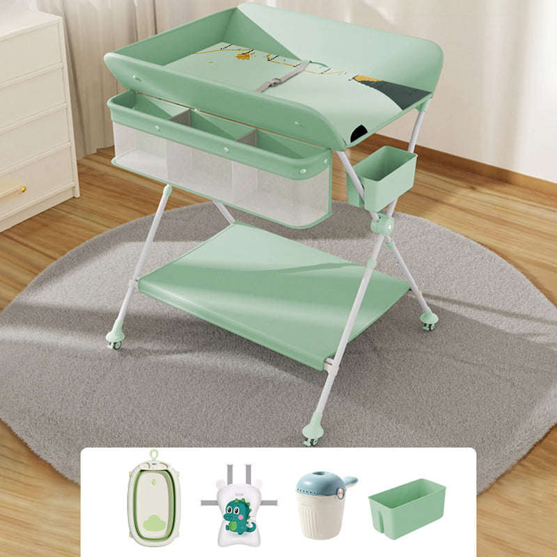 Modern Metal Baby Changing Table Safety Rails Changing Table With 4 Wheels