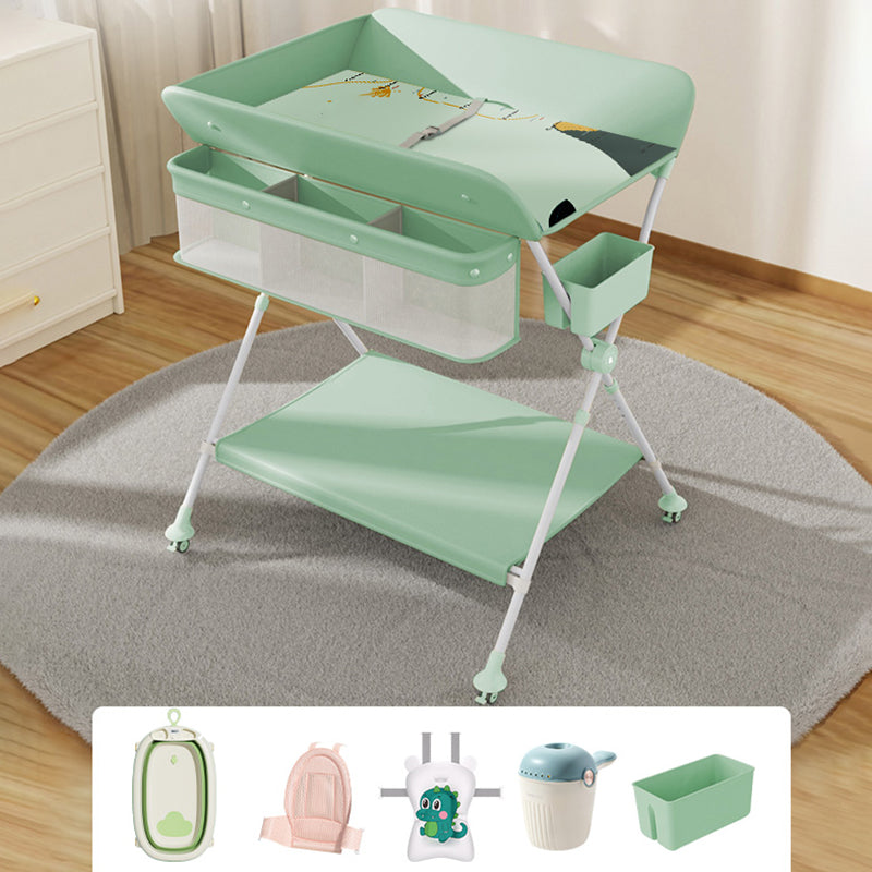 Modern Metal Baby Changing Table Safety Rails Changing Table With 4 Wheels