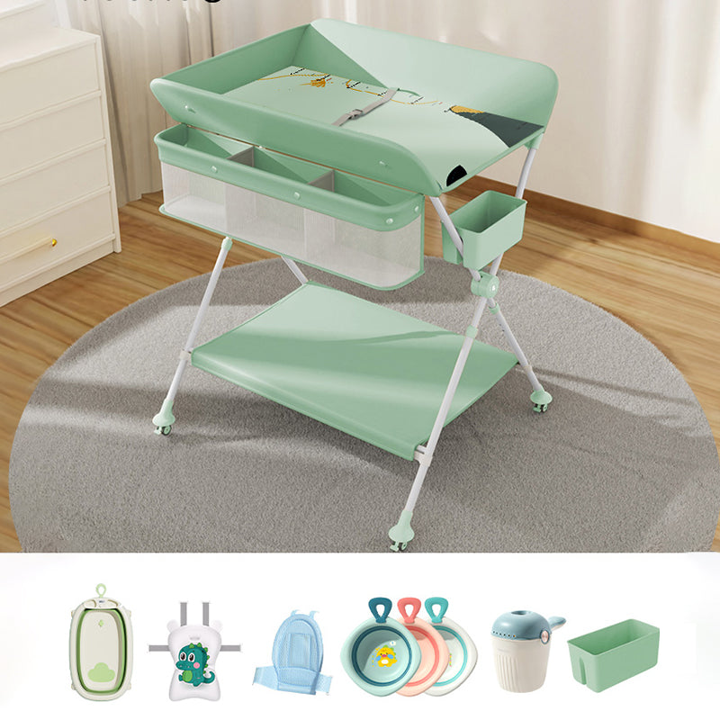 Modern Metal Baby Changing Table Safety Rails Changing Table With 4 Wheels