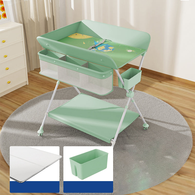 Modern Metal Baby Changing Table Safety Rails Changing Table With 4 Wheels