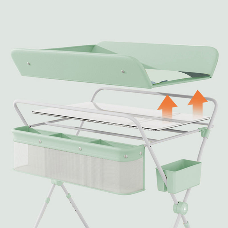 Modern Metal Baby Changing Table Safety Rails Changing Table With 4 Wheels