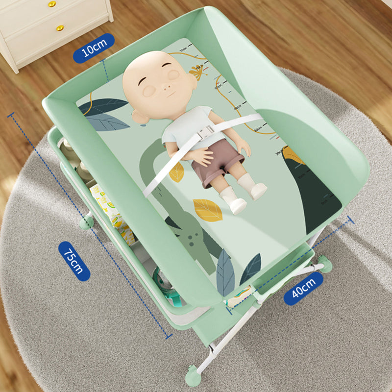 Modern Metal Baby Changing Table Safety Rails Changing Table With 4 Wheels