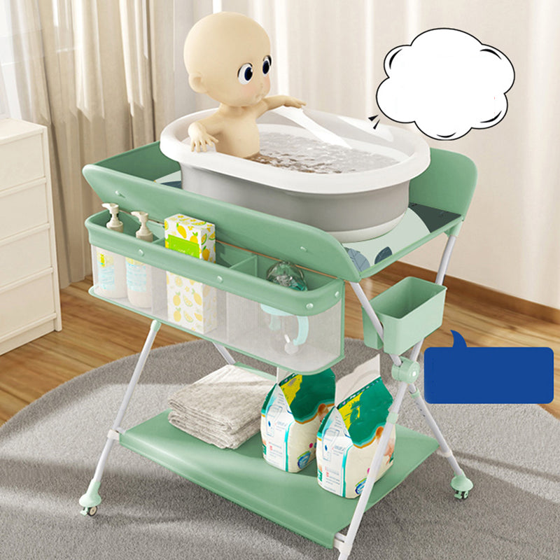 Modern Metal Baby Changing Table Safety Rails Changing Table With 4 Wheels