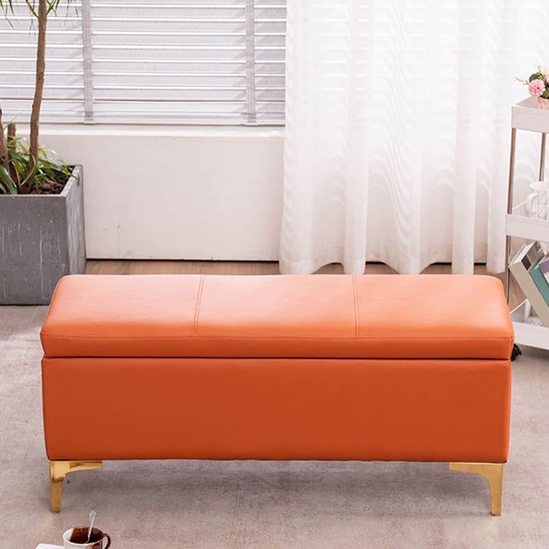 Glam Rectangle Storage Seating Bench Cushioned Backless Bedroom Bench