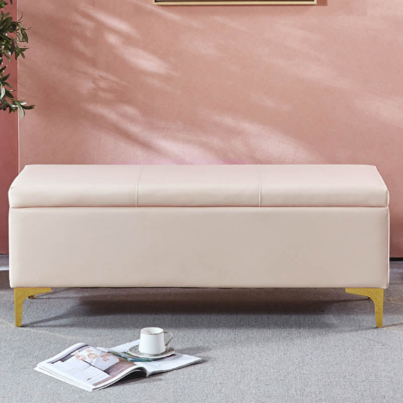 Glam Rectangle Storage Seating Bench Cushioned Backless Bedroom Bench