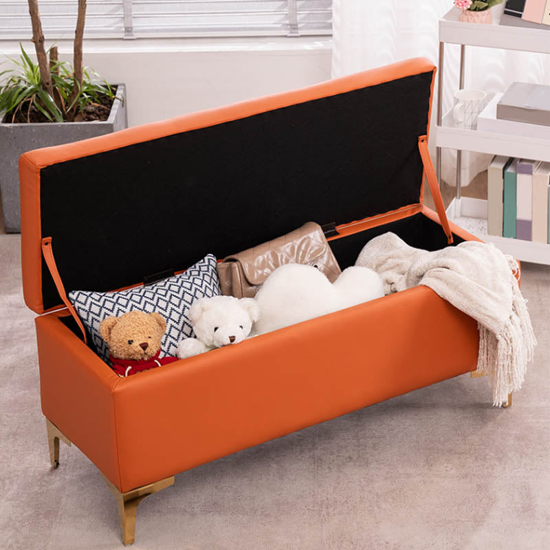 Glam Rectangle Storage Seating Bench Cushioned Backless Bedroom Bench