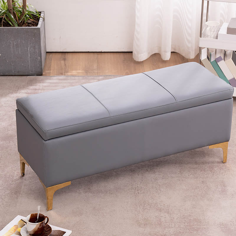 Glam Rectangle Storage Seating Bench Cushioned Backless Bedroom Bench