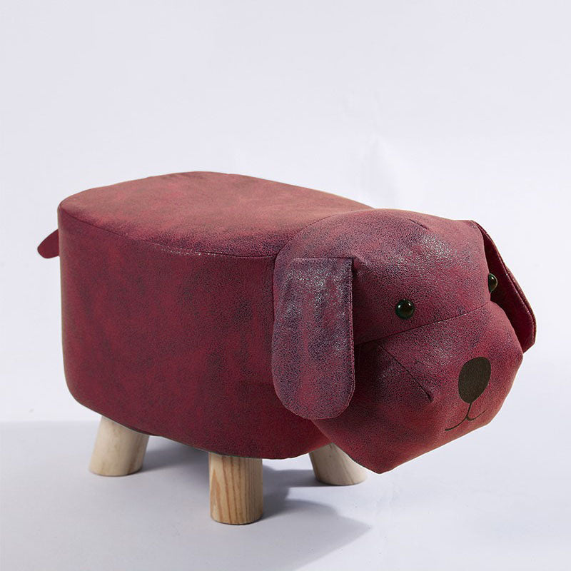 Modern Pouf Ottoman Faux Leather Water Resistant Upholstered Animal Shape Ottoman