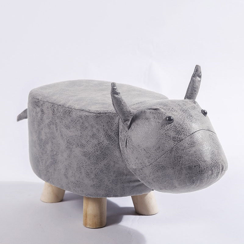 Modern Pouf Ottoman Faux Leather Water Resistant Upholstered Animal Shape Ottoman