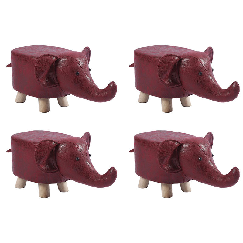 Modern Pouf Ottoman Faux Leather Water Resistant Upholstered Animal Shape Ottoman