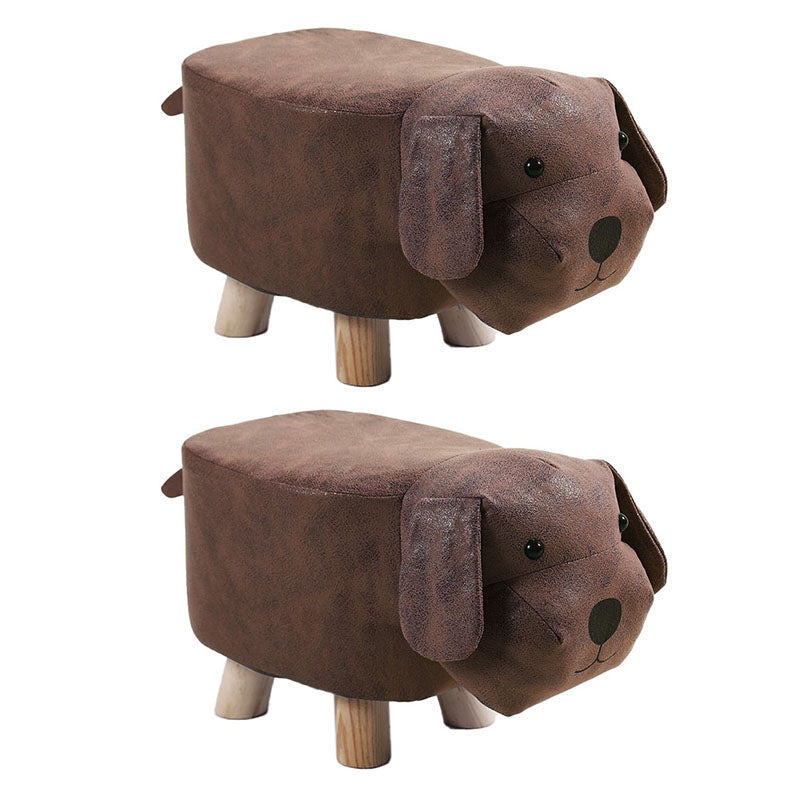 Modern Pouf Ottoman Faux Leather Water Resistant Upholstered Animal Shape Ottoman