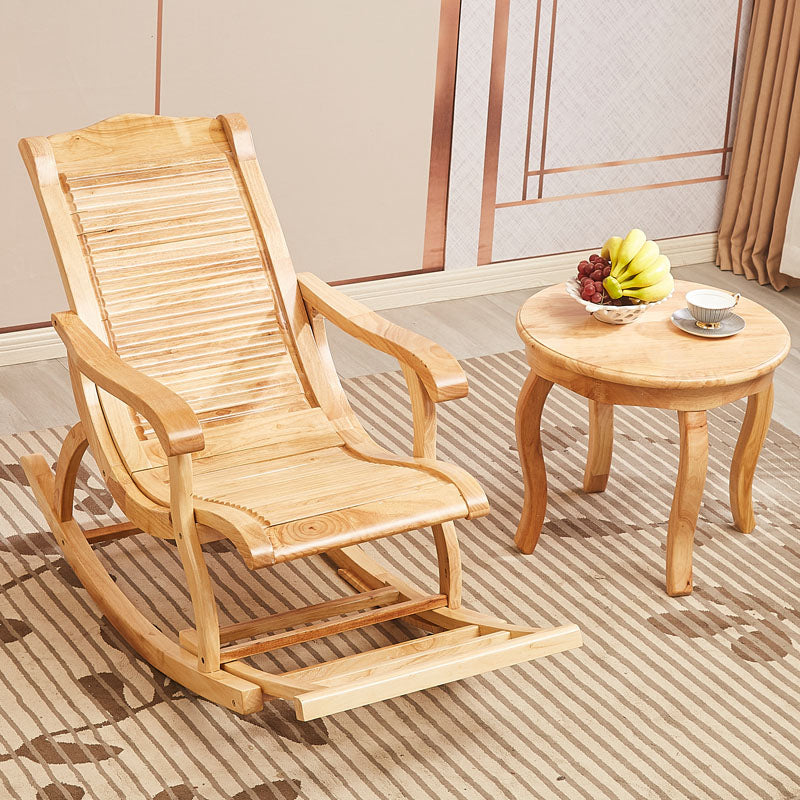 Retro Dark Brown Rocking Chair Solid Wood Reclining Rocker Chair for Home