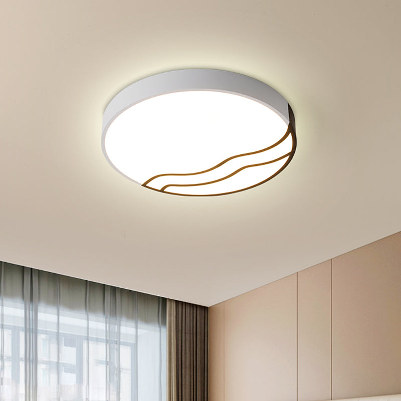 Minimalismus Drum Flush Beleuchtung Eisen LED Schlafzimmer Flush Einbauleuchte in Weiß/Gold und Schwarz, 16"/14" Dia