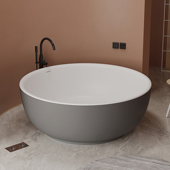 Round Antique Finish Soaking Bath Stand Alone Modern Bath Tub