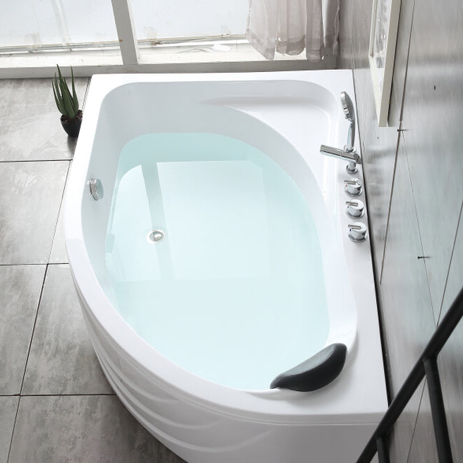 Modern White Corner Bath Acrylic Center-Back Soaking Bathtub